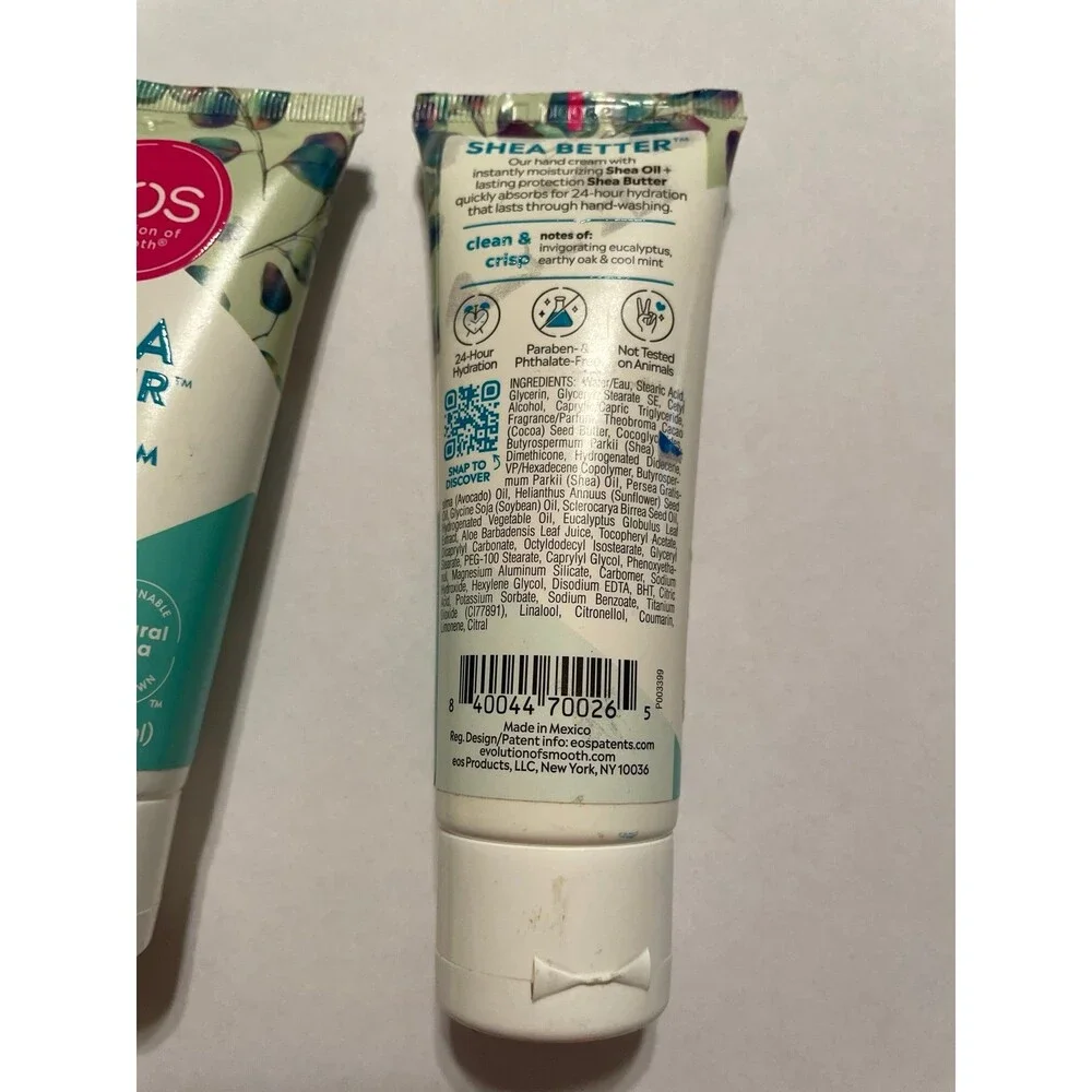 eos Shea Better Hand Cream in the Eucalyptus scent. 2.5 fl oz Bundle X2